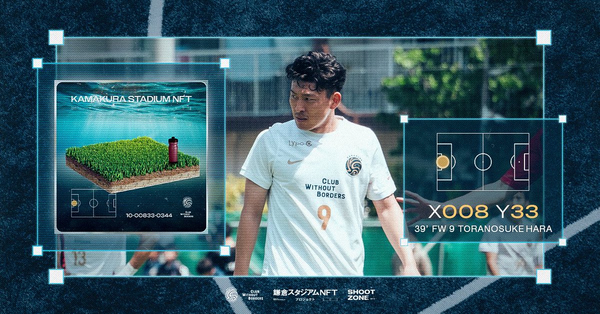 stadiumNFT's tweet photo. #1平米オーナーNFT SHOOT ZONE
#鎌倉インテル 第6節4/27(日)
ピンポイント賞2得点🎉

⚽1点目 39分  X008 Y33 原 虎之介
👟アシスト　X007 Y40

⚽2点目 88分  X091 Y37 中舛 健人
👟アシスト　X086 Y33

✅各賞は追ってnoteで公開
✅#playbox AI分析のテスト利用開始
#鎌倉スタジアムNFTプロジェクト https://t.co/794vM9nDDw