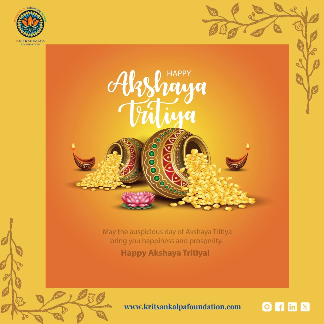 Wishing you endless prosperity, success, and happiness this Akshaya Tritiya.✨
May this auspicious day bring golden opportunities and positive beginnings.
.
.
.
.
.
.
.
.
.
#AkshayaTritiya2025 
#AuspiciousBeginnings 
#GoldenOpportunities
#PositiveVibes