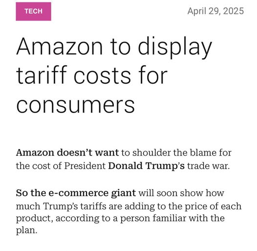 The US is always preaching to other countries about the importance of “transparency.” But when Amazon tries to show prices before and after tariffs, suddenly it’s called a hostile move. Isn’t that exactly what transparency looks like? and actually helping people understand what