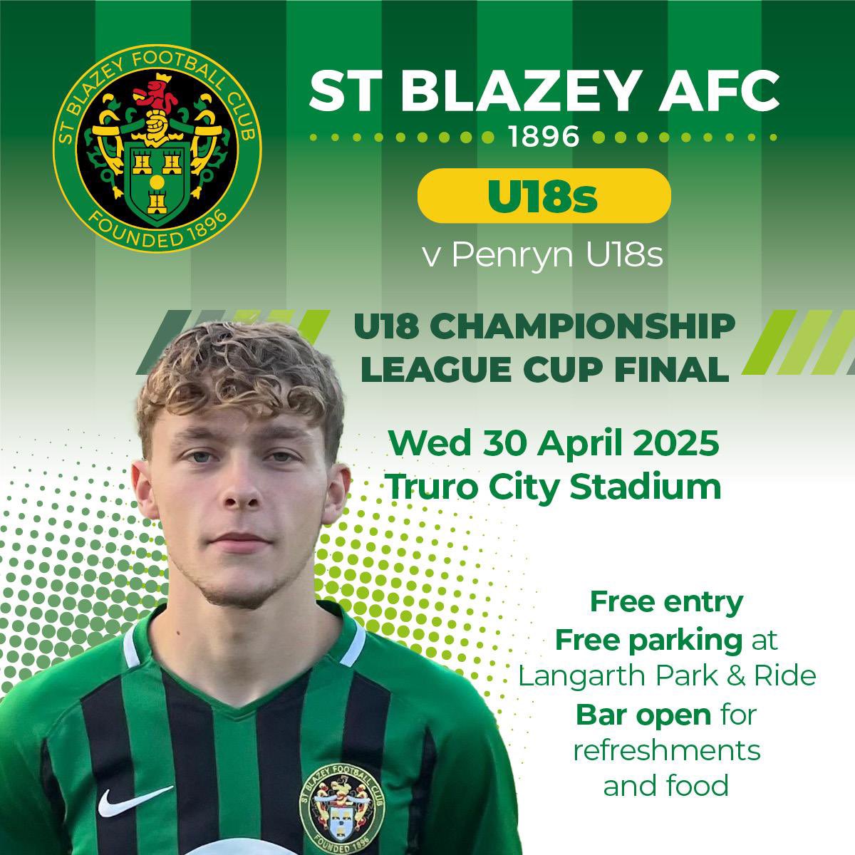 U18’s CUP FINAL -

Our under 18’s are in cup final action tonight <a href="/TCFC_Official/">Truro (C)ity FC</a> stadium with a 18:45KO. Your support would be greatly appreciated!

💚🖤