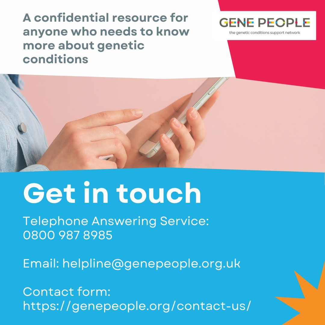 Gene People (@genepeopleuk) on Twitter photo Our genetic counsellor-led helpline service is available for all.
Call us on: 0800 987 8985
Email Us: helpline\<a href="/genepeople/">genepeople</a>.org.uk
Contact form: buff.ly/3OI6ws6
#geneticconditions #support #genetics Our genetic counsellor-led helpline service is available for all.
Call us on: 0800 987 8985
Email Us: helpline\<a href="/genepeople/">genepeople</a>.org.uk
Contact form: buff.ly/3OI6ws6
#geneticconditions #support #genetics