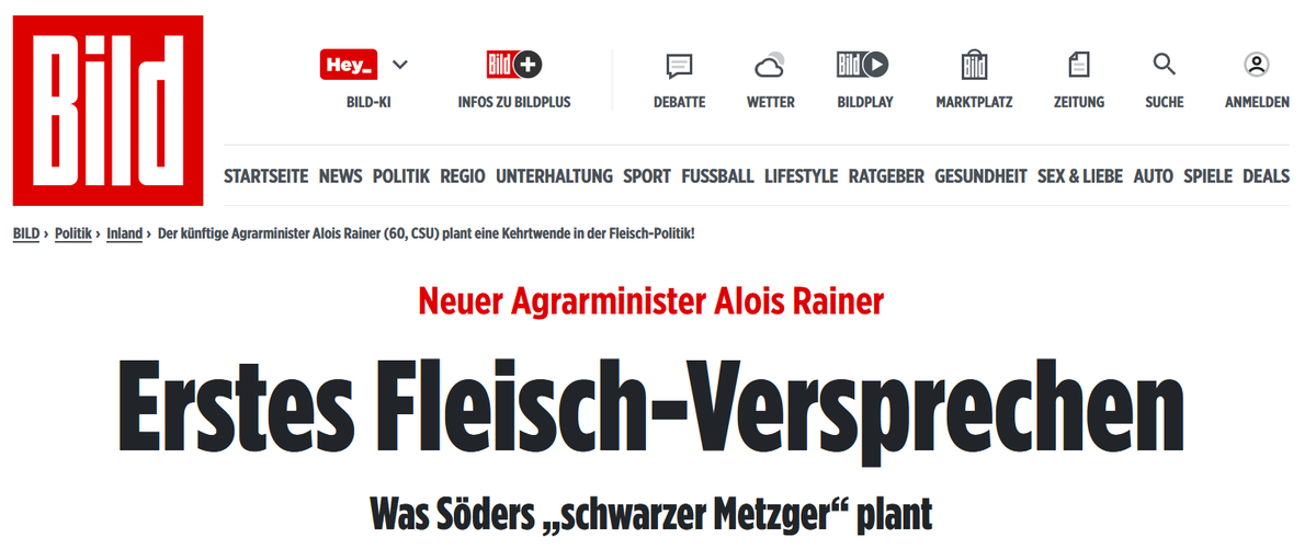 CDU/CSU erzählen seit 3J den populistischen Blödsinn vom Schnitzelverbot od hineinregieren in den Kühlschrank - erst gestern Amthor bei #Maischberger. Nur: Niemand schreibt vor wer was essen soll/darf.
Nun kommt <a href="/AloisRainer/">Alois Rainer MdB</a> und will Fleisch auf dem Speiseplan in Kitas &amp; Schulen.