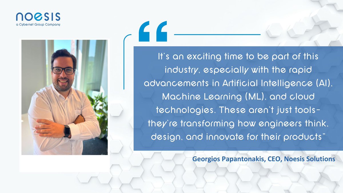 We are thrilled to announce the appointment of Georgios Papantonakis as the new Chief Executive Officer of Noesis Solutions, strengthening our leadership amid a new era of AI-driven engineering innovation. 

Read more - buff.ly/go2ZWX4 

#Leadership #CEO #NoesisSolutions