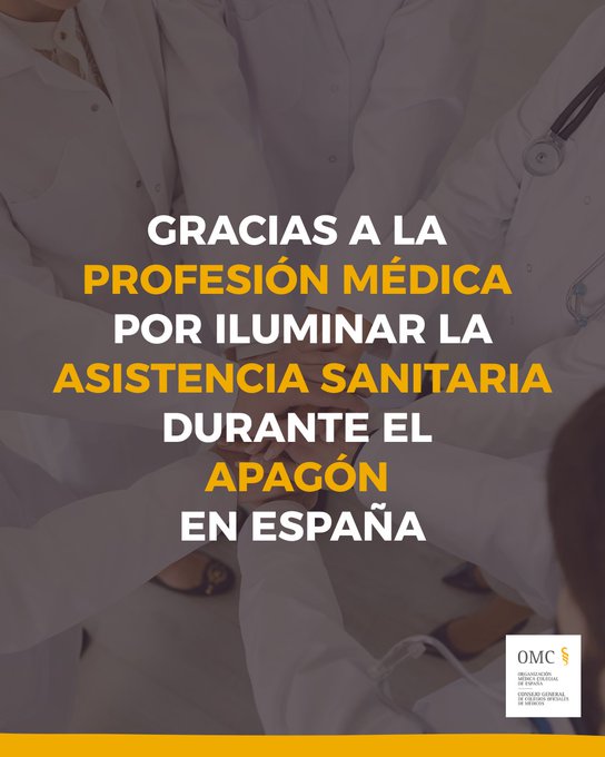 Medena Navarra (@medenacolegio) on Twitter photo Gracias a la #ProfesiónMédica por iluminar la asistencia sanitaria durante el apagón.
Desde la profesionalidad, tranquilidad y serenidad consiguieron que todo funcionara.
#SinMédicosNoHayMedicina #Apagón #GranApagón
<a href="/salud_na/">Salud - Osasuna</a> <a href="/ClinicaNavarra/">Clínica Universidad de Navarra</a> <a href="/HSJD_Pamplona/">Hospital San Juan de Dios Pamplona (Navarra)</a> <a href="/mutuanavarra/">Mutua Navarra</a> Gracias a la #ProfesiónMédica por iluminar la asistencia sanitaria durante el apagón.
Desde la profesionalidad, tranquilidad y serenidad consiguieron que todo funcionara.
#SinMédicosNoHayMedicina #Apagón #GranApagón
<a href="/salud_na/">Salud - Osasuna</a> <a href="/ClinicaNavarra/">Clínica Universidad de Navarra</a> <a href="/HSJD_Pamplona/">Hospital San Juan de Dios Pamplona (Navarra)</a> <a href="/mutuanavarra/">Mutua Navarra</a>