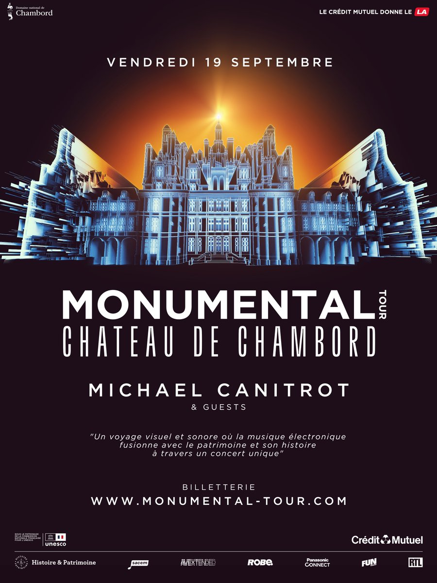 Monumental Tour⚡️Château de Chambord
Friday 19th September
Tickets available now : bit.ly/Monumental_Cha…
#MonumentalTour #Chambord