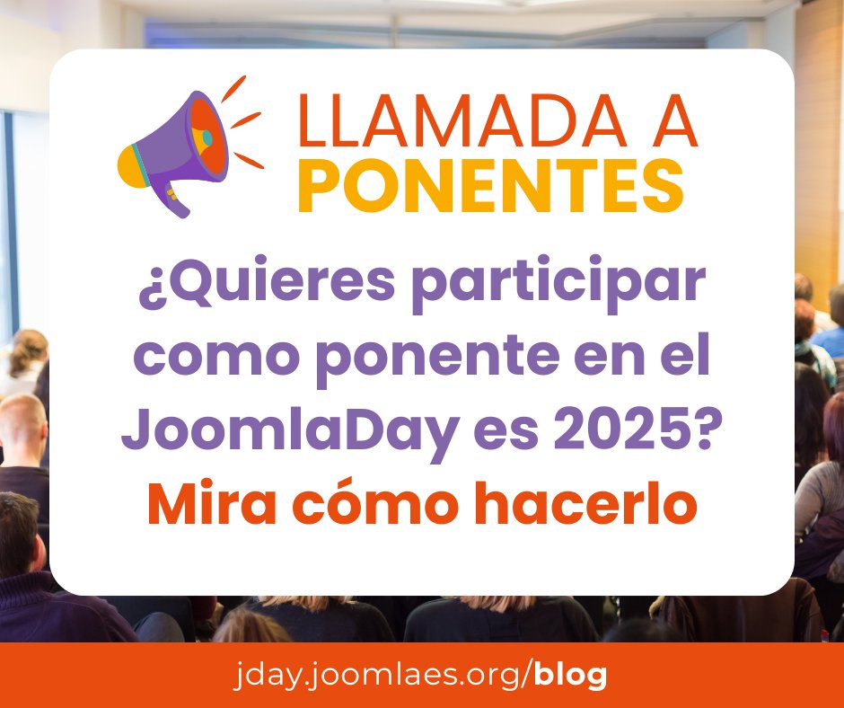 🎤 ¿Quieres ser ponente en el #JoomlaDayES 2025?
Buscamos speakers con pasión por el desarrollo, diseño, seguridad y más.
📅 7 noviembre | 📍 Málaga
¡Inspira a la comunidad Joomla y comparte tu experiencia! jday.joomlaes.org/blog/llamada-a…
#Joomla #JoomlaDay #OpenSource #TechTalks