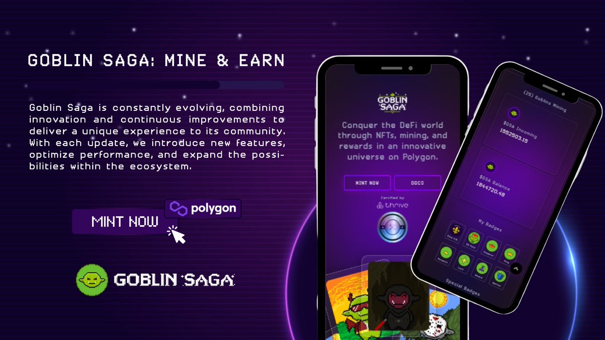 🔥 The Goblins are ready for battle! 🔥
Mint your Goblin NFT on Polygon and start mining $GSA now available on #Polygon &amp; #BSC. ⚔️💎

🚀 Mint now: goblinsaga.xyz/mint
🔥 Join the $GSA presale: goblinsaga.xyz/token

#GoblinSaga #NFT #Mining #Stake #NFT #Polygon