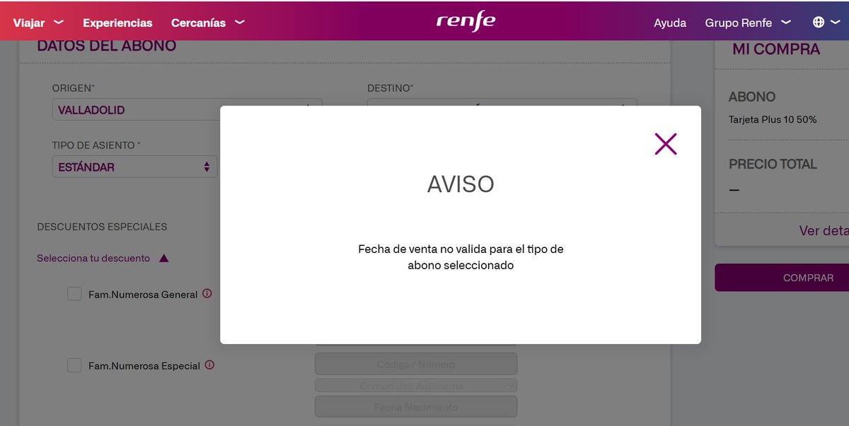 Perdonad <a href="/Inforenfe/">InfoRenfe</a> y <a href="/Renfe/">Renfe</a>, pero este error comprando el abono Tarjeta Plus 10 qué es?