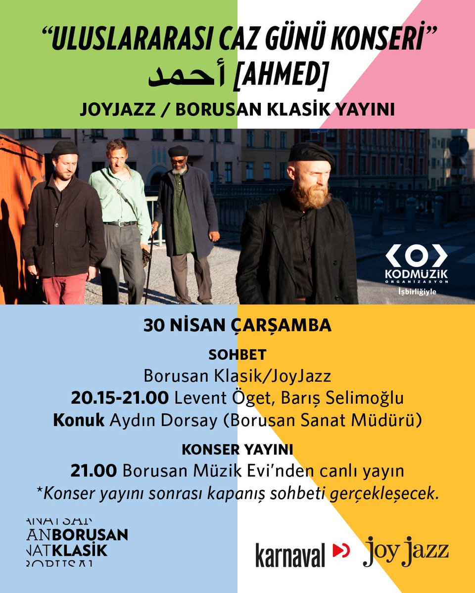 30 Nisan Uluslararası Caz Günü kutlu olsun! 🎷🎹🎶
Bu gece ben program yapmıyorum, <a href="/karnaval/">Karnaval App</a>  <a href="/Joyjazzradio/">JӨYJΛZZ</a> <a href="/BorusanKlasik/">borusanklasik</a> ortak canlı yayınını kaçırmayın
#JazzDay <a href="/IntlJazzDay/">InternationalJazzDay</a>