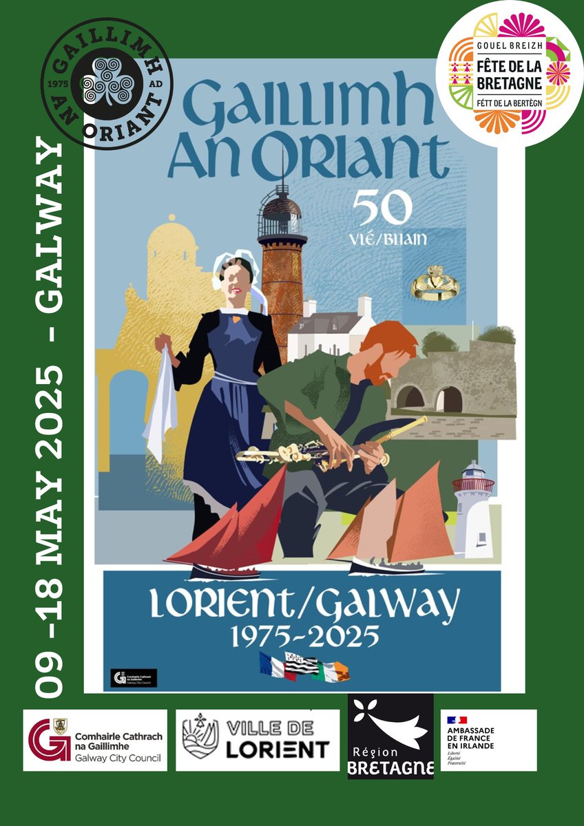 France in Ireland ๐ซ๐ท ๐ช๐บ (@franceinireland) on Twitter photo Galway & Lorient celebrate 50 years of twinning at Brittany Fest Galway! ๐ฎ๐ช๐ซ๐ท
๐ถFest Noz,โฝGAA match,โตsea trips on Le Biche, exhibitions & more!
๐๏ธ9โ18 May in #Galway
A joyful tribute to Celtic ties, culture & friendship!
Info & programme: tinyurl.com/mwft9tmy
<a href="/GalwayLorient/">GalwayLorient</a> Galway & Lorient celebrate 50 years of twinning at Brittany Fest Galway! ๐ฎ๐ช๐ซ๐ท
๐ถFest Noz,โฝGAA match,โตsea trips on Le Biche, exhibitions & more!
๐๏ธ9โ18 May in #Galway
A joyful tribute to Celtic ties, culture & friendship!
Info & programme: tinyurl.com/mwft9tmy
<a href="/GalwayLorient/">GalwayLorient</a>