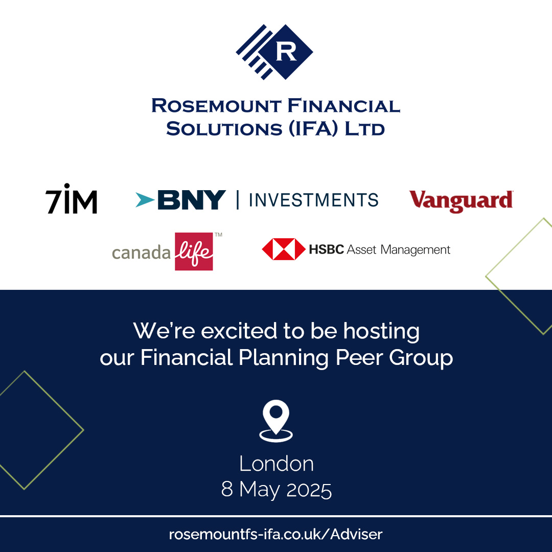 🤝 Financial Planning Peer Group
We’re looking forward to welcoming our advisers to the Financial Planning Peer Group.
This event brings together top voices from across the industry, we’re joined by 7iM, BNY Investments, Vanguard, CanadaLife UK Adviser and HSBC Asset Management.
