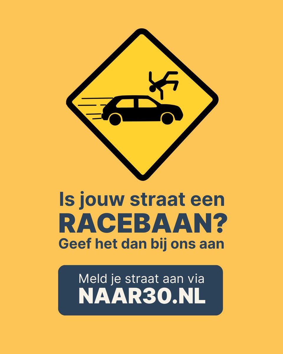 Is jouw straat een racebaan? Geef het dan bij ons aan!  

We krijgen al heel veel meldingen binnen 📥 Mag jouw straat niet vergeten worden?

Doe ook een melding via naar30.nl En maak jouw straat weer veilig!