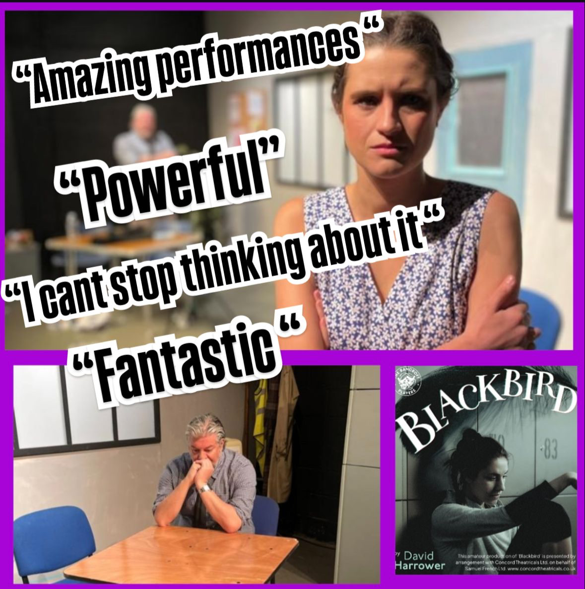 Some great comments after the first night! Don’t miss out - get your tickets NOW!! 

qmt.org.uk/production/bla… 

🎭- Blackbird by David Harrower
🗓️- 29 April to 3 May
⌚️- 7.45pm
📍- The QMT Studio

#blackbird #hitchincreative #QMT #hitchin
