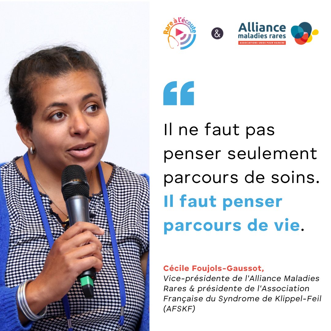 #RAREàlécoute x @AllianceMRares
Chaque mois, une voix engagée.
Ce mois-ci : Cécile Foujols Gaussot, vice-présidente de l’Alliance Maladie Rare.

💬 "Il ne faut pas penser seulement parcours de soins. Il faut penser parcours de vie."
#Diagnostic, suivi, coordination, #filières,