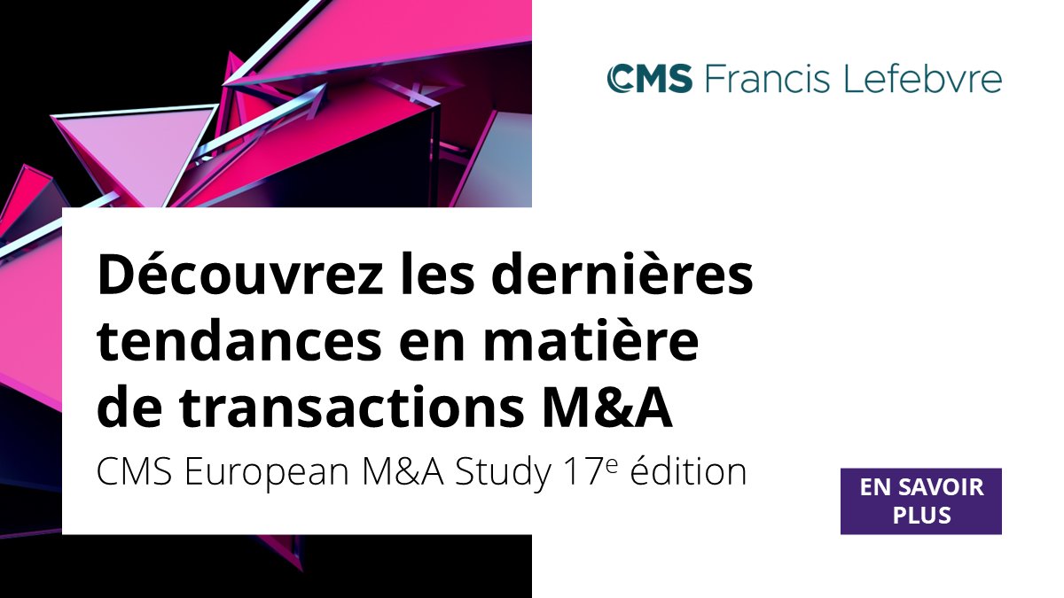 🚀 Nous sommes ravis de partager la 17e édition de notre étude CMS European M&amp;A Study, une chronique majeure des dernières tendances en matière de transactions M&amp;A ⬇️
cms.law/fr/fra/news-in…
#Etude #FusionAcquisition #Avocats