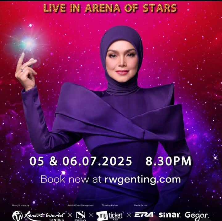 Jangan lupa dapatkan ticket anda (Kalau ada lagi lah 🙈🙈) untuk Konsert Violet Skies : Dato' Sri Siti Nurhaliza Live in Arena of Stars di <a href="/MyTicketAsia/">My Ticket Asia</a> <a href="/RW_Genting/">ResortsWorldGenting</a> .