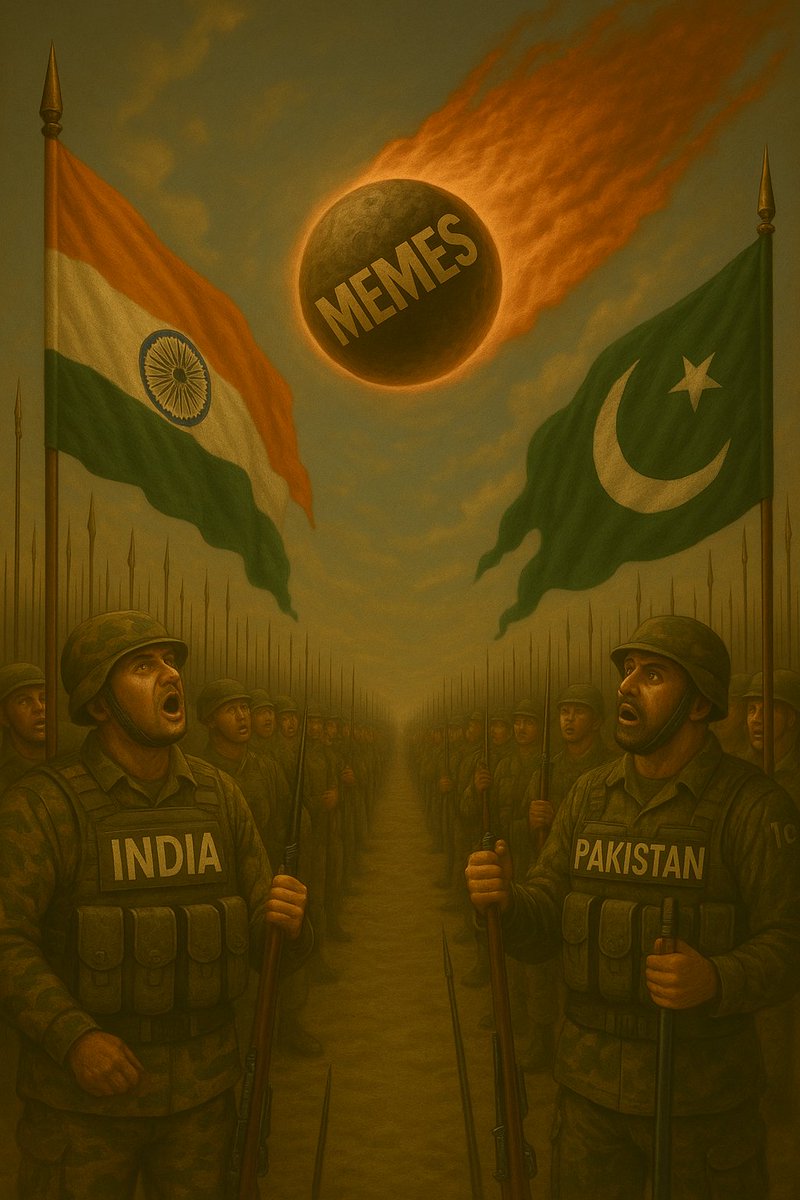 HaneefTheGeek's tweet photo. India vs Pakistan war of memes 😁
#IndiaPakistanWar #IndiaPakistan #MemeWar #soraArt #openai https://t.co/eWmGH3Auy0