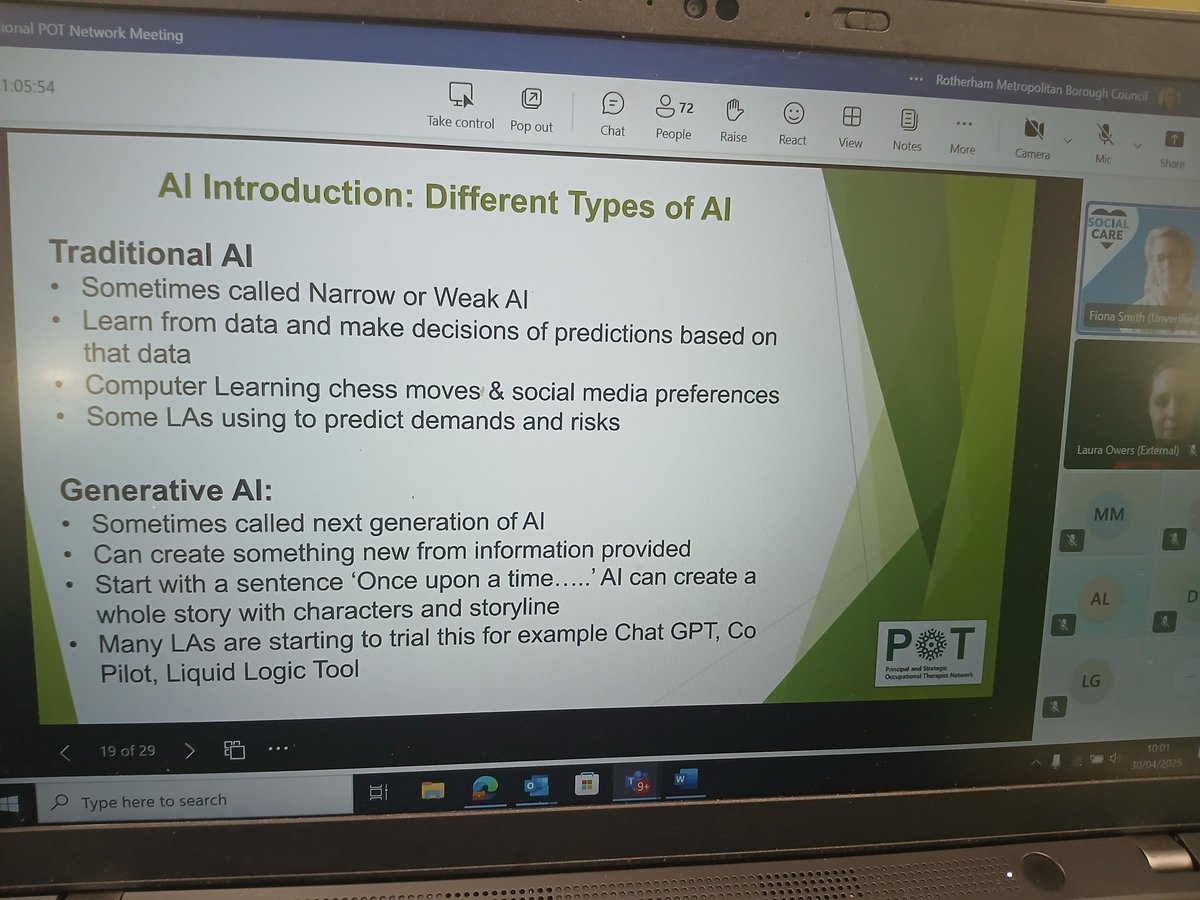 Great national POT session with a foxus on AI, lead by the amazing Fiona Smith and Laura Owers.