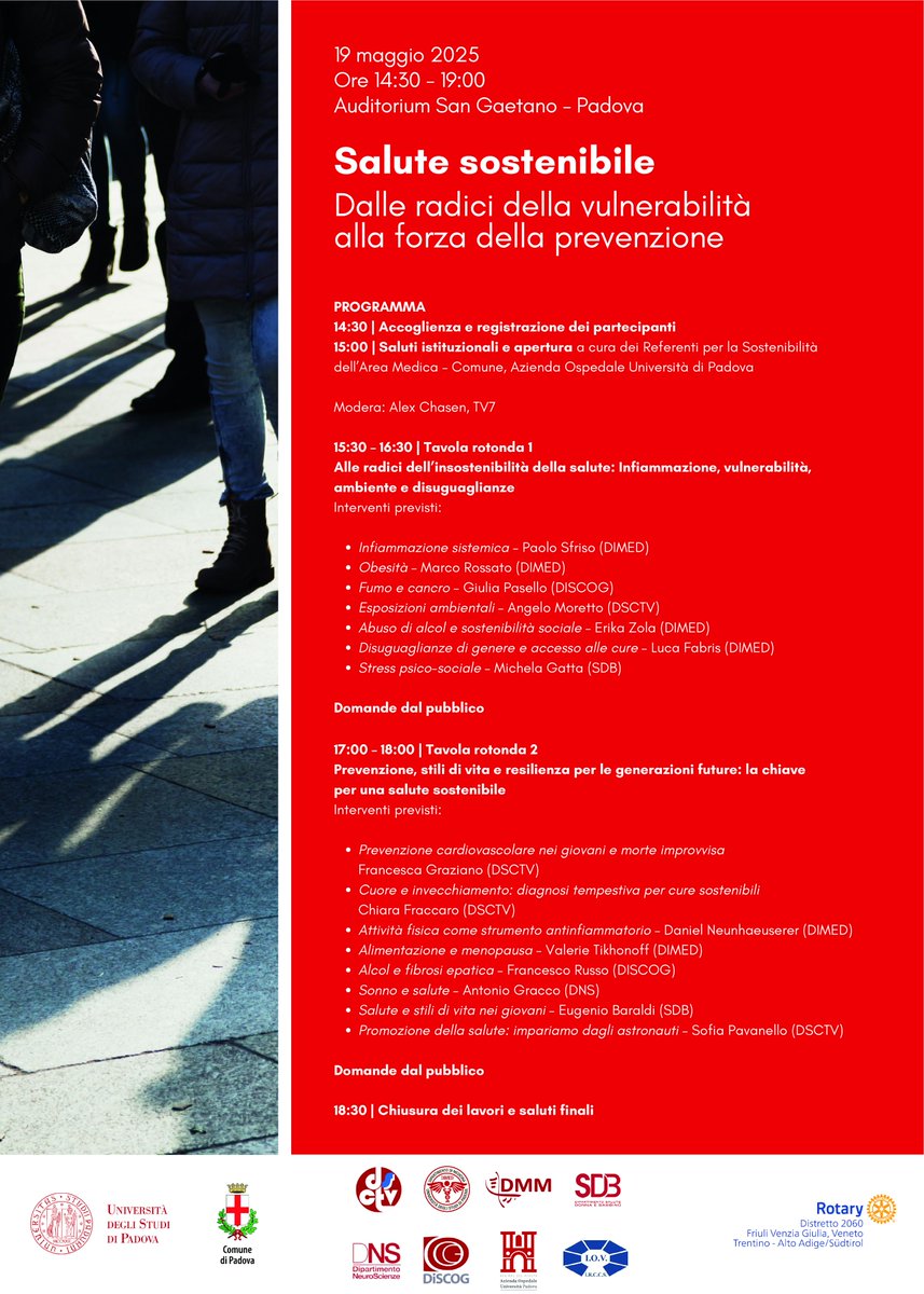 Unipd Medicina (@unipd_medicina) on Twitter photo "Salute Sostenibile: dalle radici della vulnerabilitĂ alla forza della prevenzione", 19 maggio 2025 â ore 14:30-19:00 Auditorium San Gaetano, Padova <a href="/UniPadova/">UniversitĂ di Padova</a> #festivaldellasostenibilita "Salute Sostenibile: dalle radici della vulnerabilitĂ alla forza della prevenzione", 19 maggio 2025 â ore 14:30-19:00 Auditorium San Gaetano, Padova <a href="/UniPadova/">UniversitĂ di Padova</a> #festivaldellasostenibilita