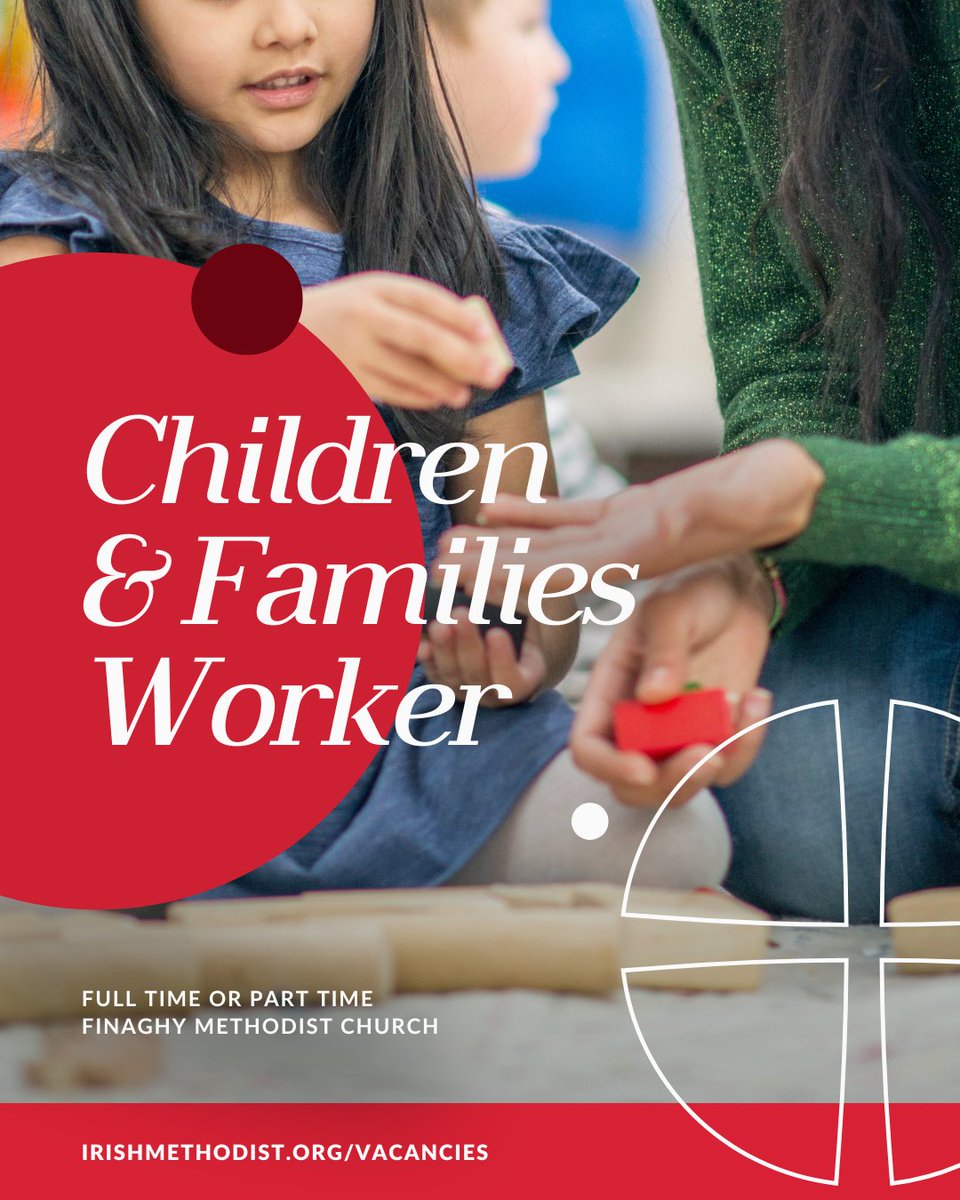 We’re hiring a full time (part time considered) Children’s and Families Worker at Finaghy Methodist Church, Belfast.

Closing date: 23rd May, 12noon

For a full job description and to apply now, visit:
bit.ly/3RcWCAA
