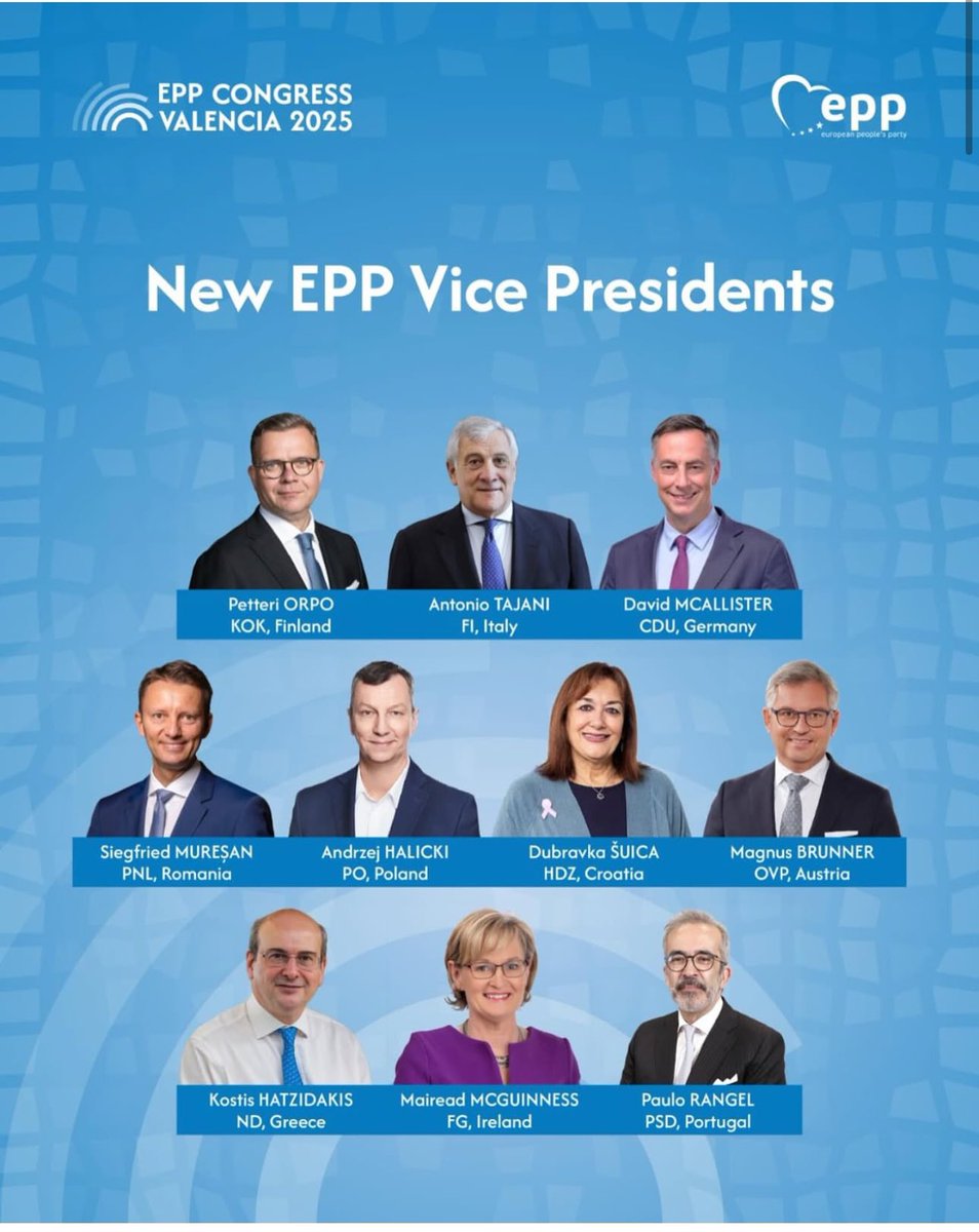 Congratulations to the new EPP leadership!

Congratulations, <a href="/SMuresan/">Siegfried Muresan 🇷🇴🇪🇺</a>, on your re-election as Vice-President!
The <a href="/EPP/">EPP</a> is ready to shape Europe’s future and face today’s challenges. #eppcongress #valencia