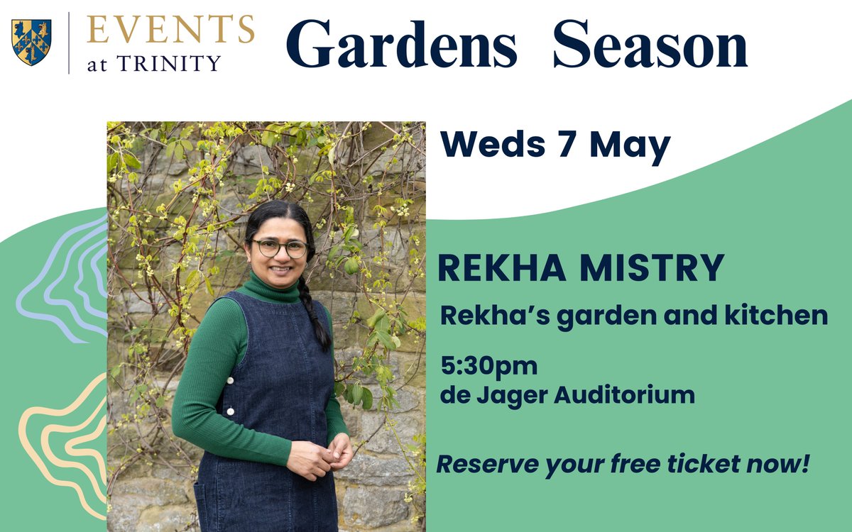 Trinity College (@trinityoxford) on Twitter photo One week from today! Blogger, gardener and <a href="/GWandShows/">BBC Gardeners World</a> presenter <a href="/rekha181/">Rekha Mistry</a> will be sharing advice and insights for kitchen gardeners; book online and join us!
trinity.ox.ac.uk/public-event/r… One week from today! Blogger, gardener and <a href="/GWandShows/">BBC Gardeners World</a> presenter <a href="/rekha181/">Rekha Mistry</a> will be sharing advice and insights for kitchen gardeners; book online and join us!
trinity.ox.ac.uk/public-event/r…