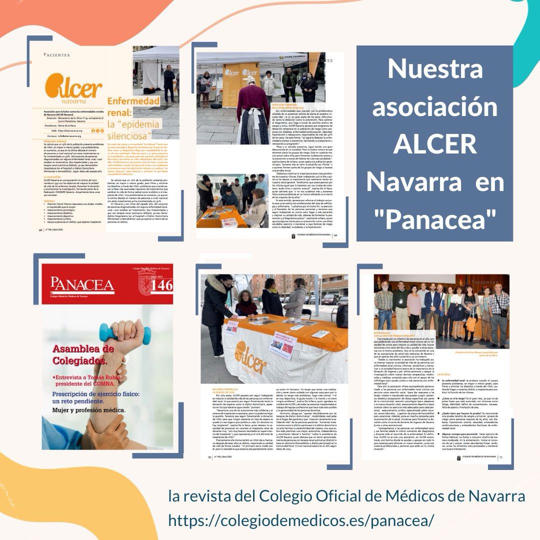 COCEMFE NAVARRA (@cocemfenavarra) on Twitter photo 🩺 La enfermedad renal, la epidemia silenciosa 🧬 En Panacea, la revista <a href="/MedenaColegio/">Medena Navarra</a> hemos publicado este reportaje para acercar de primera mano la realidad de quienes tienen una enfermedad renal a quienes nos atienden: el personal médico. Gracias
👉 colegiodemedicos.es/panacea 🩺 La enfermedad renal, la epidemia silenciosa 🧬 En Panacea, la revista <a href="/MedenaColegio/">Medena Navarra</a> hemos publicado este reportaje para acercar de primera mano la realidad de quienes tienen una enfermedad renal a quienes nos atienden: el personal médico. Gracias
👉 colegiodemedicos.es/panacea