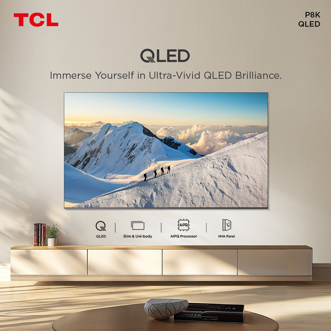 TCLPH's tweet image. Watch brilliance unfold with the TCL P8K. Its advanced QLED display delivers vivid colors, deep contrast, and razor-sharp detail in every frame.

#TCLP8K #TCLQLEDUpgrade #TCLStepIntoQLEDBrilliance #TCLPhilippines #TCLInspireGreatness