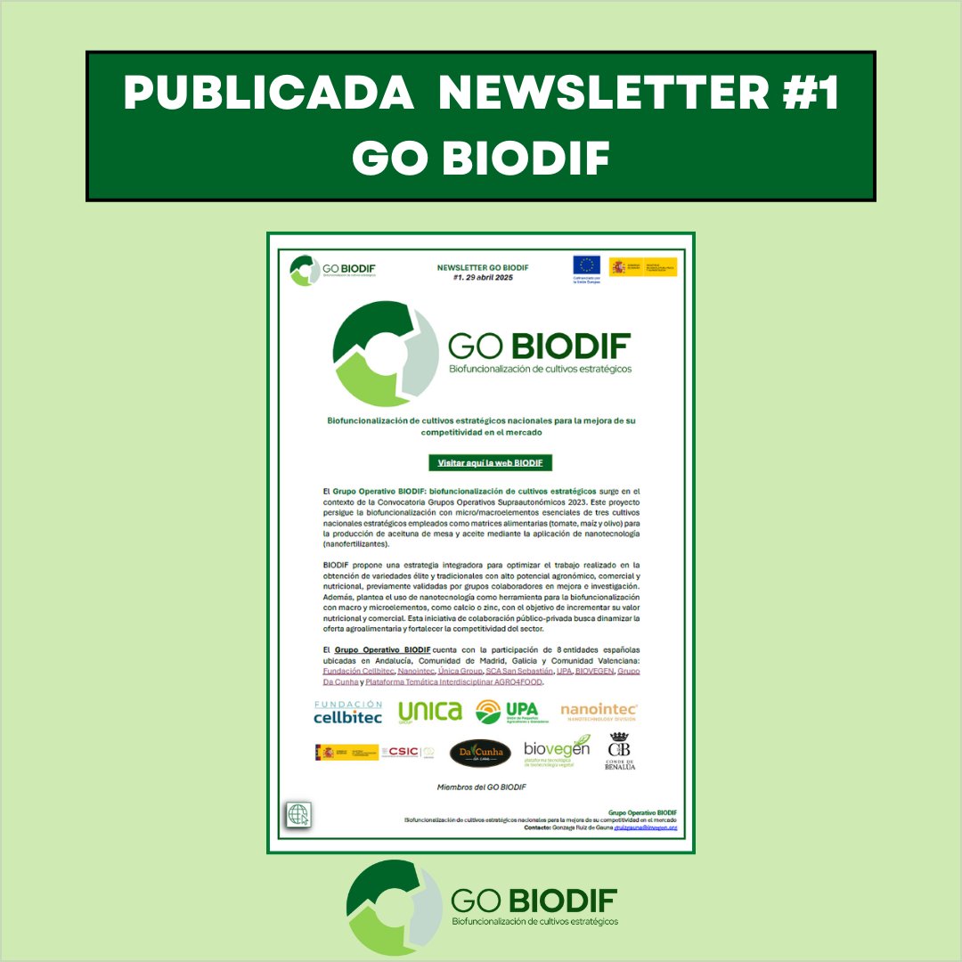 gobiodif's tweet image. 📢 Publicada la Newsletter #1 de #GOBIODIF 🍅🌽🫒
¡No te pierdas las últimas novedades del proyecto!
Acceso a la newsletter completa aquí 👉gobiodif.com