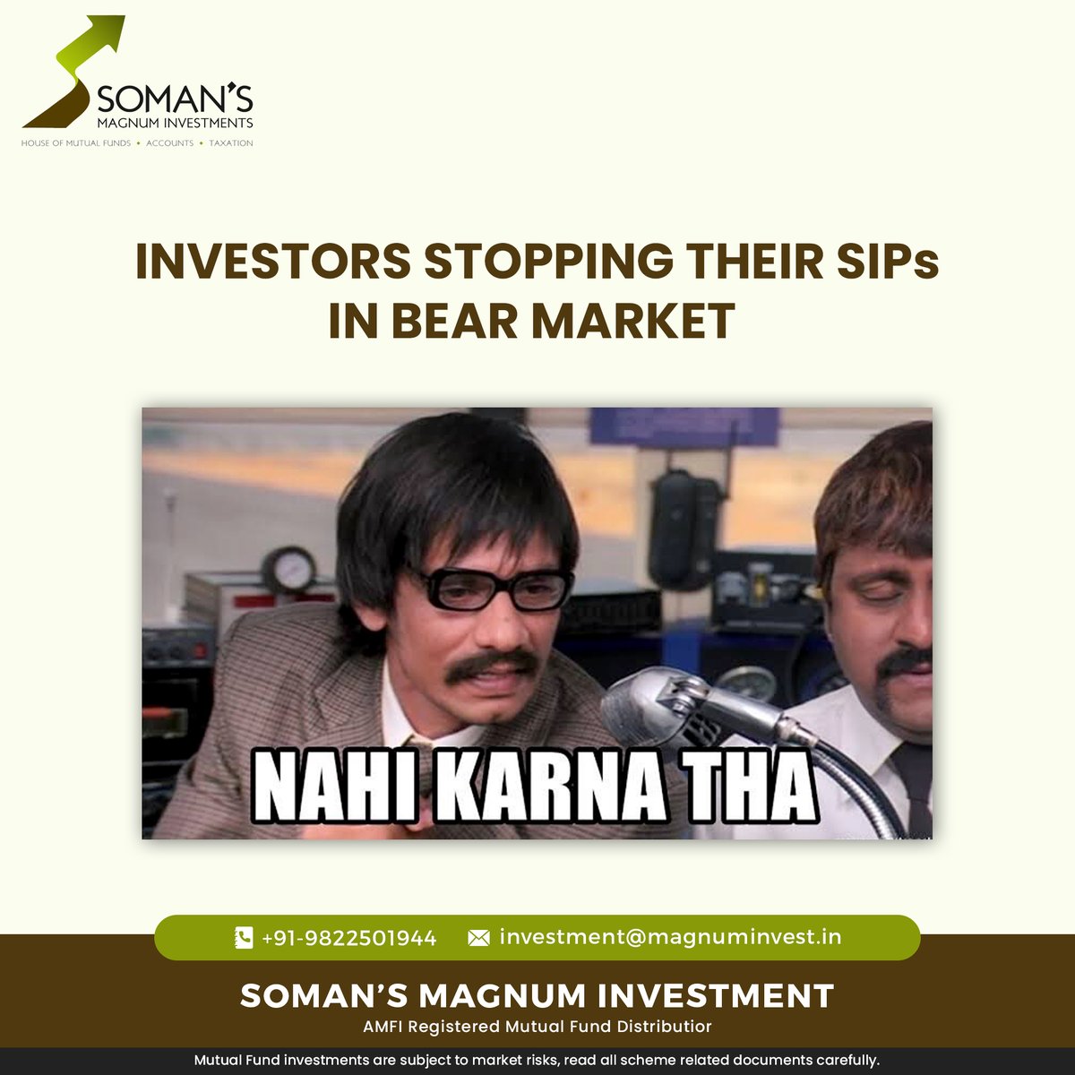 MagnumInvests's tweet photo. Don't stop SIPs in a bear market!  Rupee cost averaging lets you buy more units at low prices, boosting returns when the market recovers. 

📞 9822501944 | 9112269944
🌐 https://t.co/DpTFBtQdbH

#SIP #MutualFunds #FinanceMeme #StockMarketMeme #StockMarket #FinancialPlanning https://t.co/mN4fc8oBxc