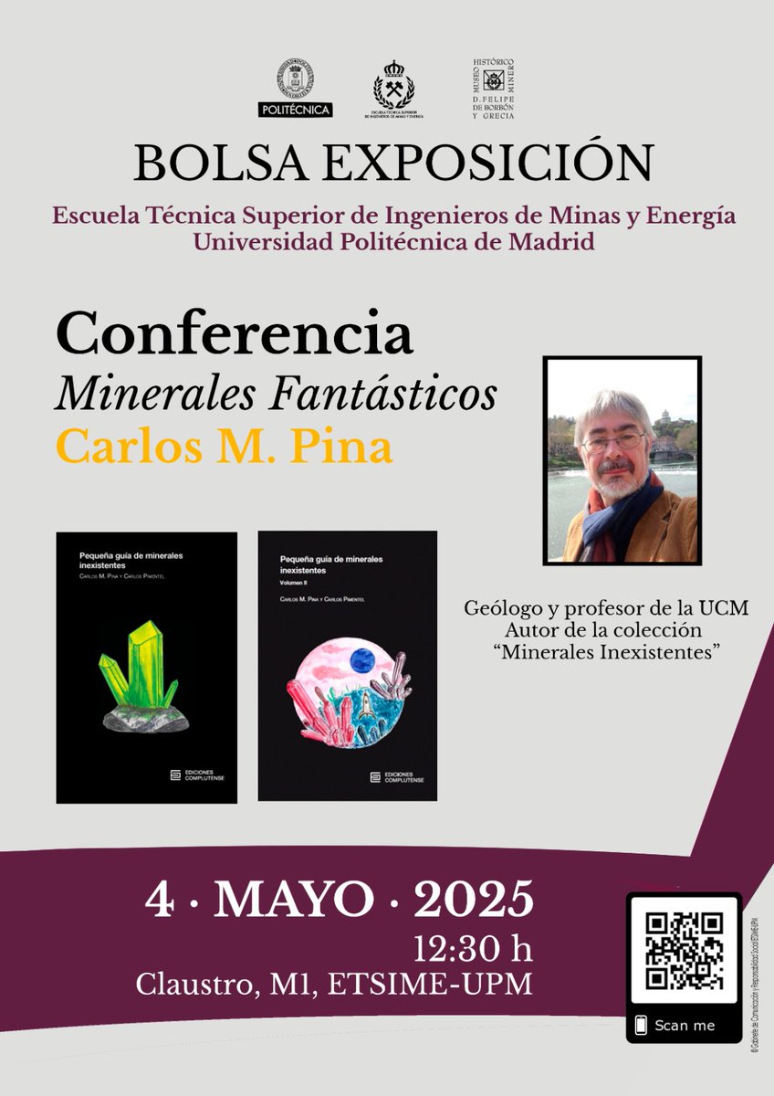 IGEO (CSIC-UCM) (@igeociencias) on Twitter photo El próximo domingo 4 de mayo, Carlos M. Pina investigador del IGEO y profesor de <a href="/geologicasUCM/">Facultad de Ciencias Geológicas</a>, impartirá la conferencia “Minerales Fantásticos” en la <a href="/minasenergiaupm/">minasenergiaupm</a>.
12:30h Claustro M1de la ETSIME-UPM.
No te lo pierdas! El próximo domingo 4 de mayo, Carlos M. Pina investigador del IGEO y profesor de <a href="/geologicasUCM/">Facultad de Ciencias Geológicas</a>, impartirá la conferencia “Minerales Fantásticos” en la <a href="/minasenergiaupm/">minasenergiaupm</a>.
12:30h Claustro M1de la ETSIME-UPM.
No te lo pierdas!