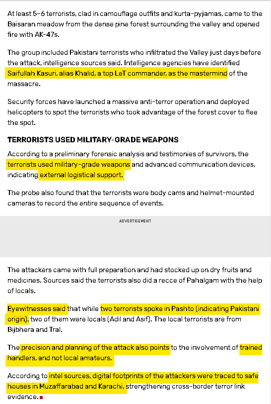 Punjab_panther's tweet image. Pakistan’s ISI linked to Pahalgam attack! Intelligence inputs confirms digital footprints of TRF terrorists traced to Karachi safe houses. LeT commander Saifullah Kasuri, trained in PoK, masterminded the massacre. Pakistan’s terror camps fuel bloodshed. 
#ExposePakTerrorState