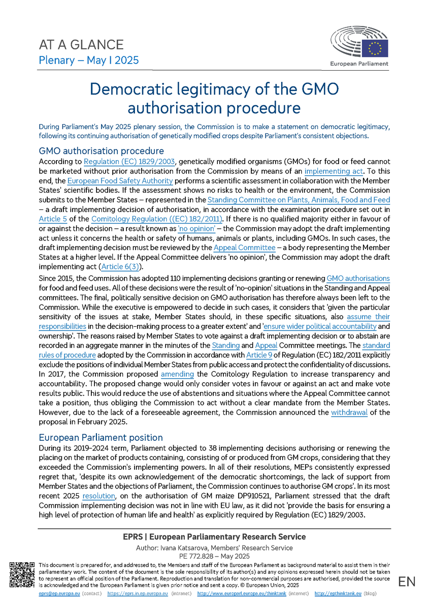 To uphold EU law ensuring a high level of protection of human life and health, Parliament has consistently objected to proposals to authorise use of GMOs in agriculture. The Commission has nevertheless continued to authorise such GMOs

👇

#EPlenary <a href="/FiocchiPietro/">PietroFiocchi</a> <a href="/anjahazekamp/">Anja Hazekamp</a>