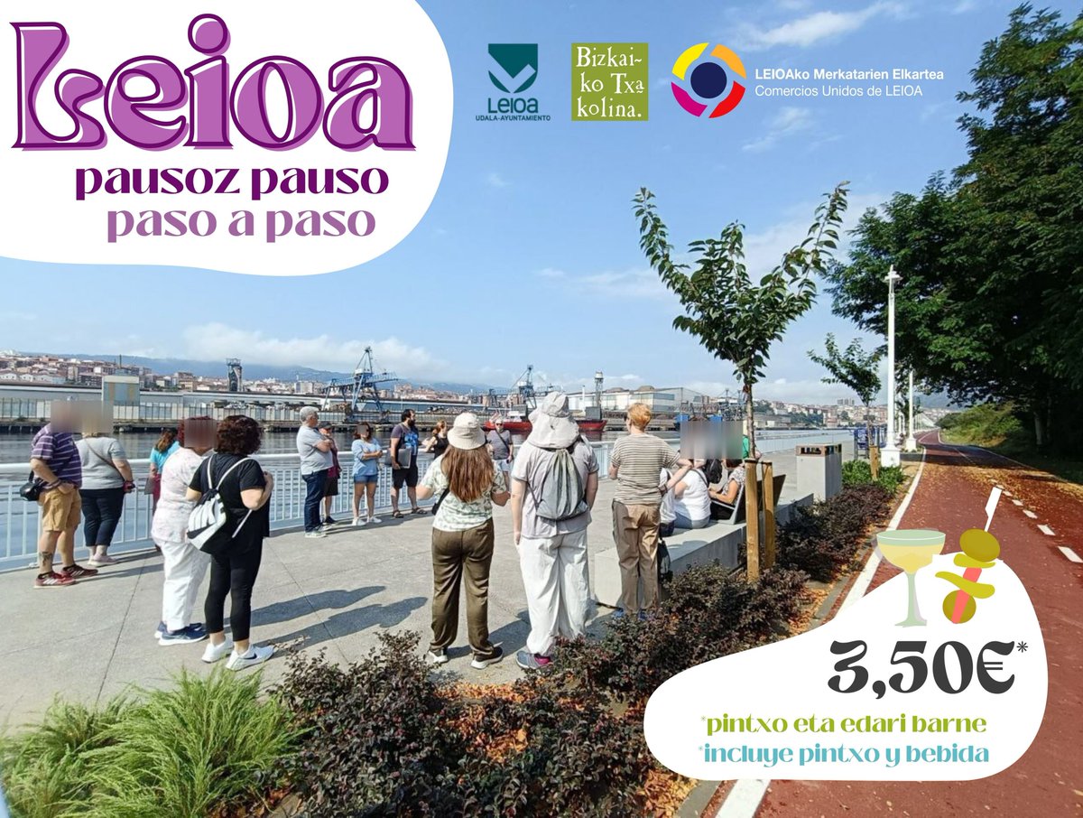 🟣🔵🟢🟠
LEIOA PAUSOZ PAUSO
Visita guiada por el nuevo paseo de la vega de Lamiako

🗓️Domingo 4 de mayo a las 11:00h
🎫3,50 € (incluye pintxo y bebida)

💻Reserva tu plaza
ekobideak.com/rutas-leioa/

<a href="/leioaudala/">Leioa Udala</a> <a href="/BizkaikoTxako/">Bizkaiko Txakolina</a> <a href="/LeioaBG/">Behargintza Leioa</a> <a href="/UribeTurismo/">Uribe Bilbao-Bizkaia Euskadi</a>