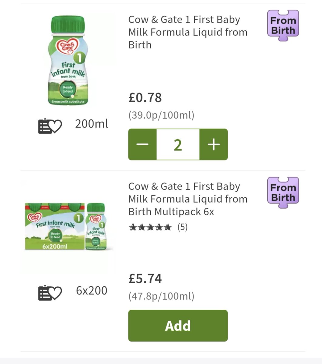 LauraJade22's tweet photo. Hey Asda, why is the multipack of the first stage baby milk the equivalent of £0.96 per bottle, but the individual bottle is only £0.78? @AsdaServiceTeam https://t.co/kUY2tN1QXn