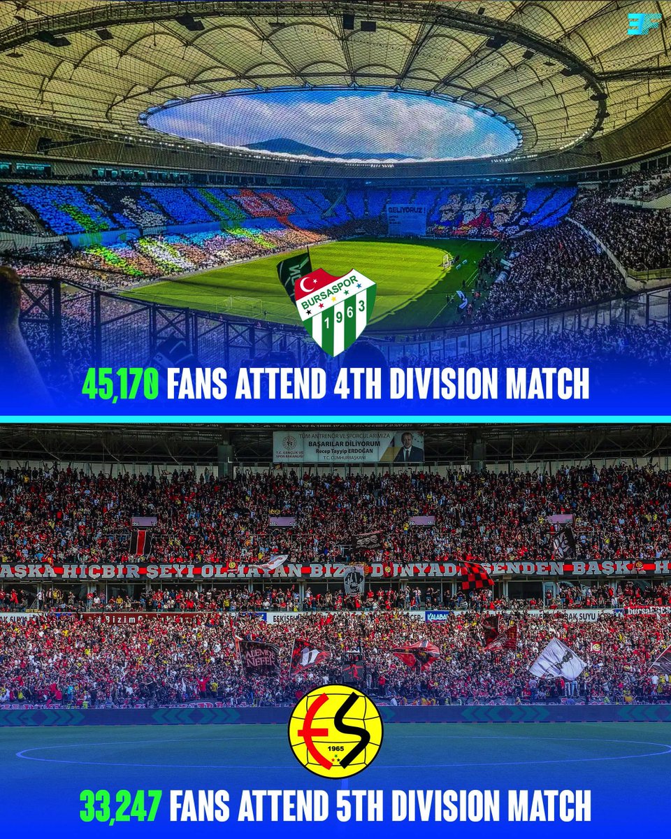 🇹🇷🤯 Turkish football has been attracting some record breaking attendance figures recently. Brilliant from Bursaspor and Eskişehirspor. 👏❤️