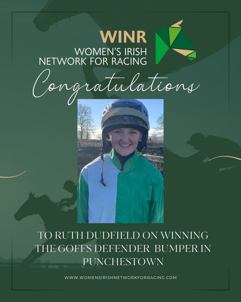 Women’s Irish Network for Racing (@winforracing) on Twitter photo Congratulations Ruth Dudfield for winning the Goffs Defender Bumper at the Punchestown Festival on board “Wonderful Everyday” 🏆
<a href="/punchestownrace/">Punchestown</a> <a href="/HRIRacing/">Horse Racing Ireland</a>
#womensirishnetworkforracing #womensupportingwomen #womeninracing Congratulations Ruth Dudfield for winning the Goffs Defender Bumper at the Punchestown Festival on board “Wonderful Everyday” 🏆
<a href="/punchestownrace/">Punchestown</a> <a href="/HRIRacing/">Horse Racing Ireland</a>
#womensirishnetworkforracing #womensupportingwomen #womeninracing