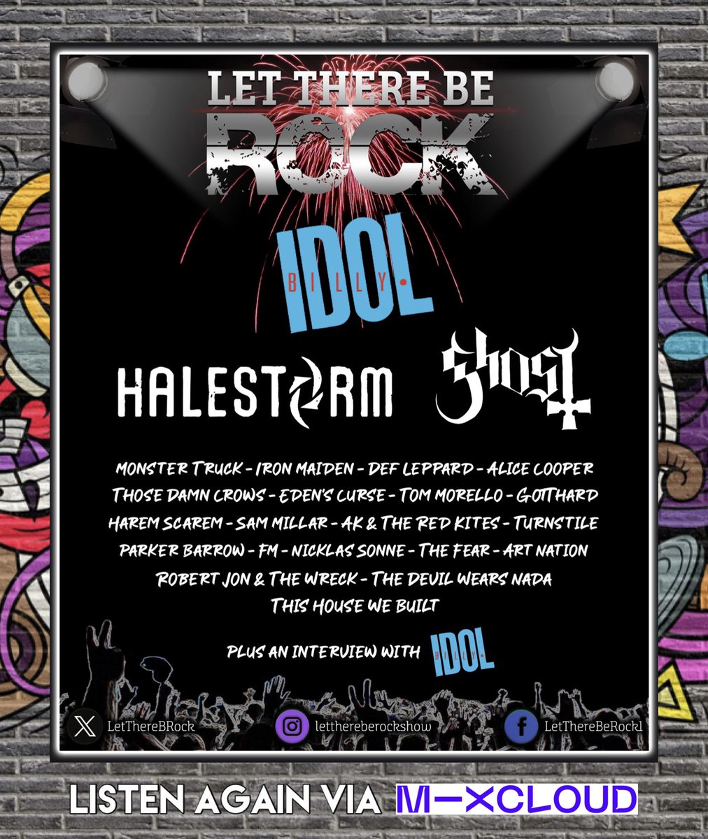 Let There Be Rock (@lettherebrock) on Twitter photo 🌟Still not listened to the latest show? Listen again via Mixcloud now! 🤘🎸
👉🏻 mixcloud.com/LetThereBeRock… 👈🏻
Ft. <a href="/BillyIdol/">Billy Idol</a> <a href="/Halestorm/">Halestorm</a> <a href="/thebandGHOST/">Papa V Perpetua</a> <a href="/ThoseDamnCrows/">Those Damn Crows</a> <a href="/FMofficial/">FM</a> <a href="/gotthard/">Gotthard</a> <a href="/Rjandthewreck/">Robert Jon & The Wreck</a> & more 🤘
#Mixcloud #ListenAgain #RockMusic 🌟Still not listened to the latest show? Listen again via Mixcloud now! 🤘🎸
👉🏻 mixcloud.com/LetThereBeRock… 👈🏻
Ft. <a href="/BillyIdol/">Billy Idol</a> <a href="/Halestorm/">Halestorm</a> <a href="/thebandGHOST/">Papa V Perpetua</a> <a href="/ThoseDamnCrows/">Those Damn Crows</a> <a href="/FMofficial/">FM</a> <a href="/gotthard/">Gotthard</a> <a href="/Rjandthewreck/">Robert Jon & The Wreck</a> & more 🤘
#Mixcloud #ListenAgain #RockMusic