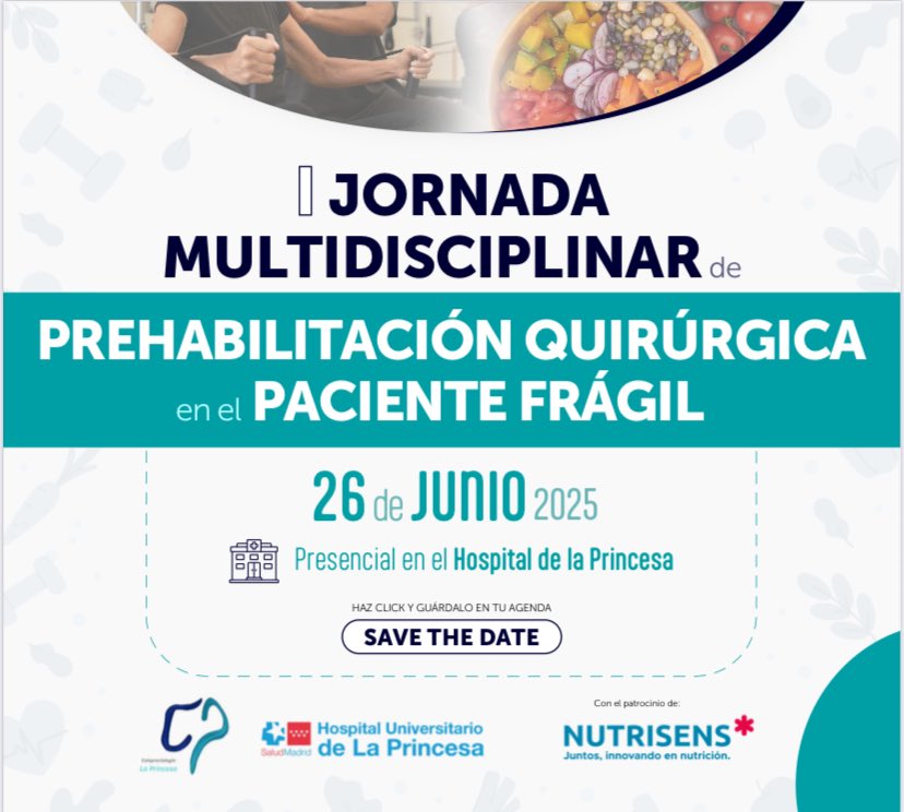 Desde la Unidad de Coloproctología del Hospital de la Princesa nos complace anunciar la organización de esta jornada multidisciplinar sobre pacientes quirúrgicos frágiles. Gracias a ponentes y apoyo comercial. Inscripción gratuita!!! Guarda la fecha!!! En breve toda la info!!!!!!