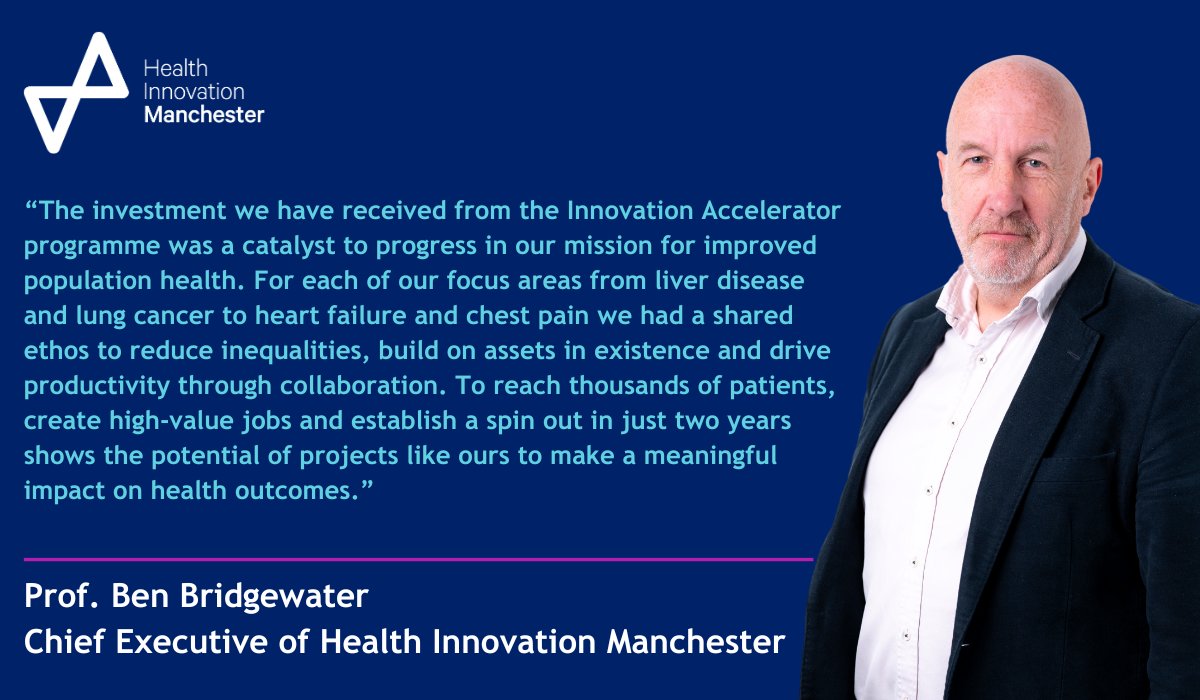 Health Innovation Manchester (@healthinnovmcr) on Twitter photo Groundbreaking HIA programme extended to transform the diagnosis & treatment of disease across GM 📈
Following the announcement from <a href="/innovateuk/">Innovate UK</a> we hear from our CEO Prof. Ben Bridgewater & our partners <a href="/MFTnhs/">MFT NHS</a> & <a href="/OfficialUoM/">The University of Manchester</a> on what this extension means for our health & care Groundbreaking HIA programme extended to transform the diagnosis & treatment of disease across GM 📈
Following the announcement from <a href="/innovateuk/">Innovate UK</a> we hear from our CEO Prof. Ben Bridgewater & our partners <a href="/MFTnhs/">MFT NHS</a> & <a href="/OfficialUoM/">The University of Manchester</a> on what this extension means for our health & care