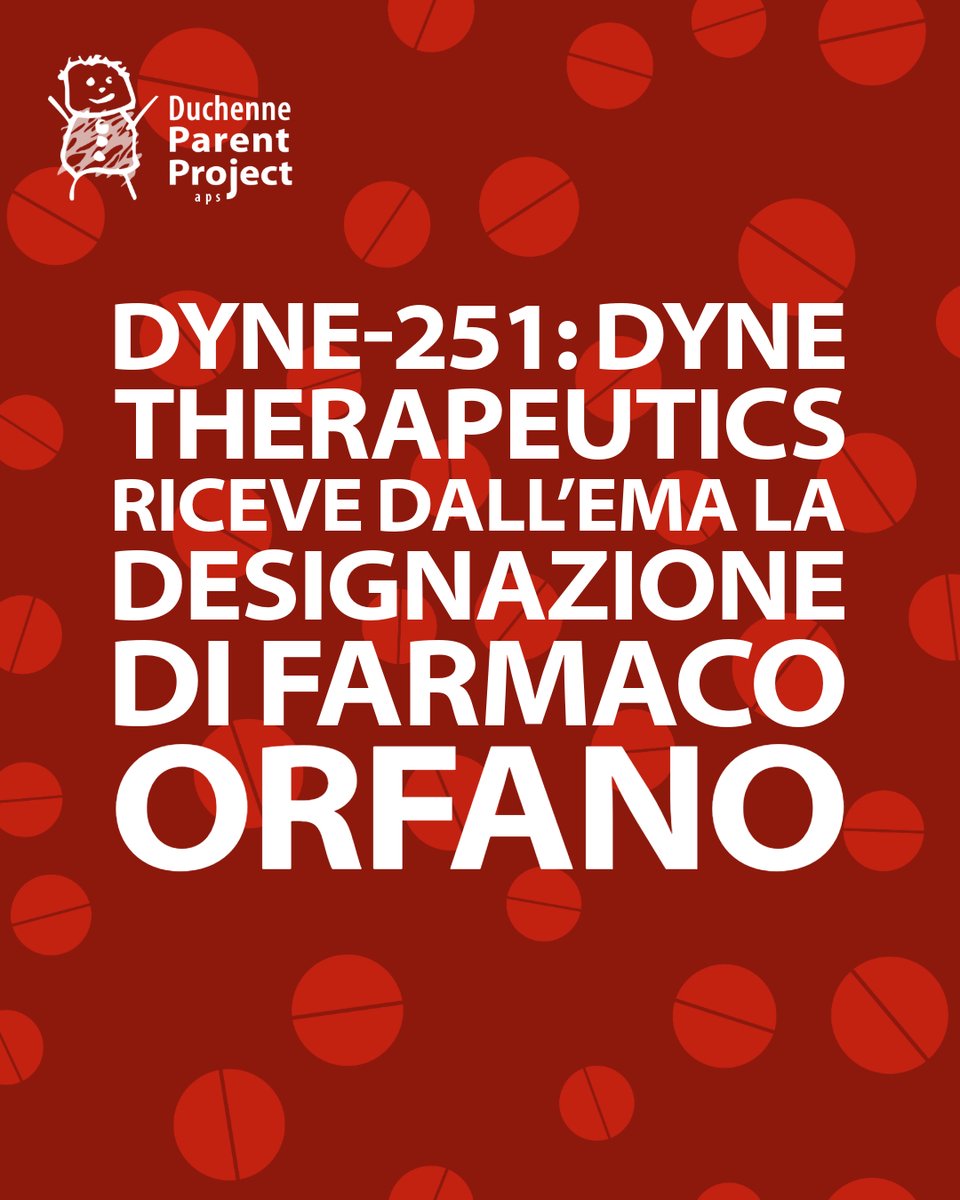 Dyne Therapeutics ha annunciato che la Commissione Europea ha concesso la designazione di farmaco orfano a DYNE-251 per il trattamento della #DMD &gt;&gt;parentproject.it/dyne-251-dyne-…