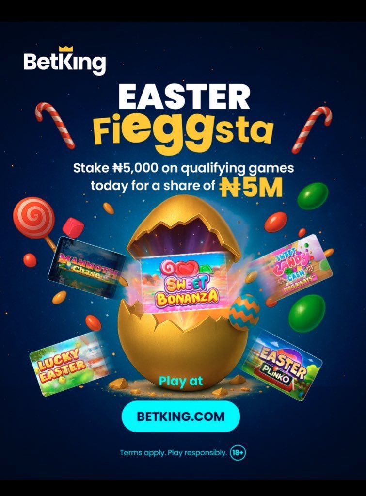 Worldboss (@morayoorr) on Twitter photo April ends today donโt miss this instant awoof with betking
Thereโs โฆ5 million in cash prizes still available in the <a href="/BetKingNG/">BetKing Nigeria ๐</a> Easter FIEGGSTA!
With a minimum bet of #5000 you can be a winner in this ...
Donโt let this opportunity slip away! โ
Join the excitement here: April ends today donโt miss this instant awoof with betking
Thereโs โฆ5 million in cash prizes still available in the <a href="/BetKingNG/">BetKing Nigeria ๐</a> Easter FIEGGSTA!
With a minimum bet of #5000 you can be a winner in this ...
Donโt let this opportunity slip away! โ
Join the excitement here: