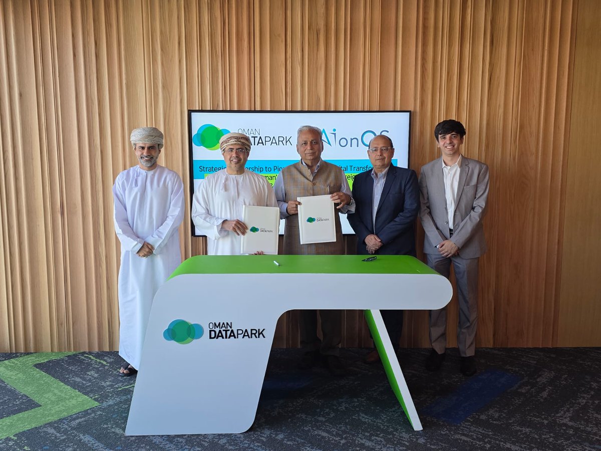 AIonOS (@aionostech) on Twitter photo AIonOS has signed a strategic Memorandum of Understanding (MoU) with <a href="/OmanDataPark/">Oman Data Park</a>, setting the stage for collaborative growth, innovation, and future-focused solutions in Oman.
#AIonOS #OmanDataPark #MoUSigning AIonOS has signed a strategic Memorandum of Understanding (MoU) with <a href="/OmanDataPark/">Oman Data Park</a>, setting the stage for collaborative growth, innovation, and future-focused solutions in Oman.
#AIonOS #OmanDataPark #MoUSigning