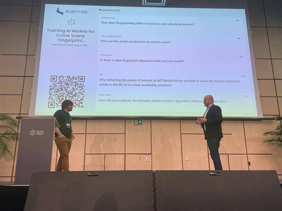 MLPrague's tweet photo. ⭐ Today at #mlprague - Morning talks

▪️  Adversarial attacks on the largest language and vision models
Deep neural networks — from computer vision models to massive language models — remain highly vulnerable to adversarial attacks, and there is still limited theoretical understanding and few reliable defenses against these threats.

Stanislav Fort (Google DeepMind) explored the robustness of modern deep learning models, demonstrated practical examples of transferable attacks on large closed-source vision-language models, and drew connections between adversarial vulnerabilities and broader challenges in general AI alignment.

▪️  Training AI Models for Crime Scene Fingerprint Recognition
Jakub Sochor (Innovatrics) addressed the challenge of training AI models for crime scene fingerprint recognition without ground truth annotations. By introducing innovative methods using synthetically generated fingerprint data, he is showing how AI advancements boost the accuracy and efficiency of latent fingerprint analysis in forensic investigations.

▪️  Understanding the neural networks through rule extraction
Tomáš Pevný (Czech Technical University) is uncovering how neural networks store and process information by extracting decision rules from trained models. He is explaining why understanding these rules is difficult without knowing the data distribution, offering insights into both the robustness of neural networks and the ease of creating adversarial examples. He is also showing how decision rules compose during inference.

#mlprague #mlprague2025 #mlconference #aiconference #machinelearning #AI #conference #prague #10years