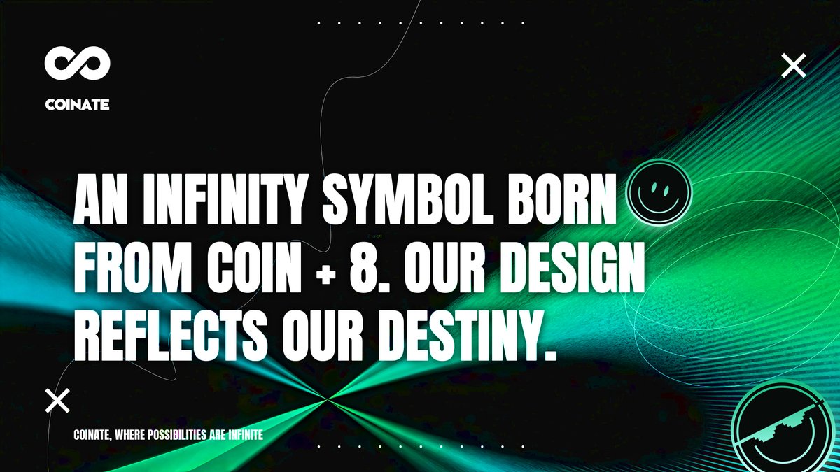 CoinateExchange's tweet photo. Our logo isn’t just design — it’s philosophy.
The inverted 8 forms ∞ — symbolizing our limitless vision.
Coinate isn’t starting from zero. We’re restarting at infinity.
#Coinate #LogoStory https://t.co/z5IlLhk9aG