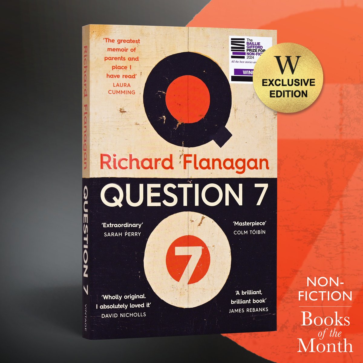 Beginning at a Japanese love hotel and ending by a river in Tasmania, our second (SURPRISE!!!) Non-Fiction Book of the Month is about the choices we make and the chain reaction that follows, find Richard Flanagan's QUESTION 7 here: waterstones.com/book/question-…