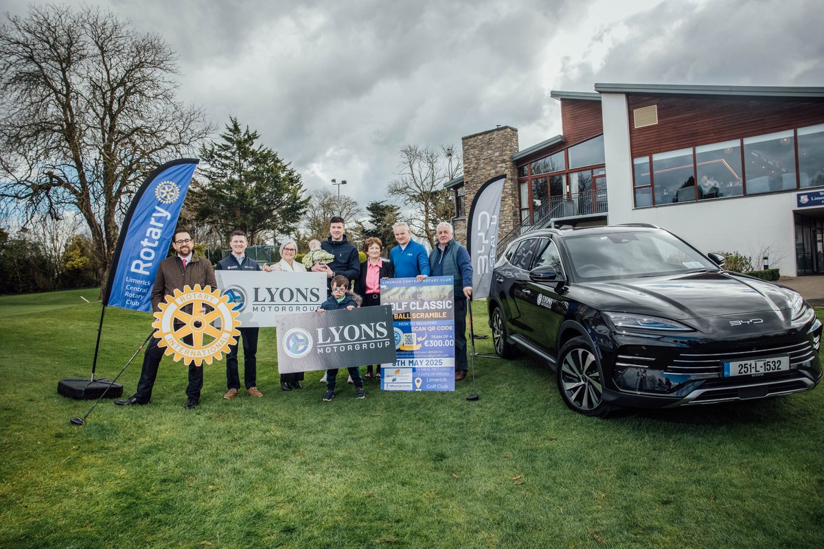 Limerick Central Rotary (@limerickrotary) on Twitter photo Less than 2 weeks to our annual Golf Classic! ⛳️
But there's still time to register your team or sponsor a tee-box bit.ly/4khATpI
With a chance to win a brand new BYD car during our hole-in-one contest thanks to <a href="/LyonsLimerick/">Lyons of Limerick</a>
In aid of <a href="/MilfordLmkCC/">Milford Care Centre</a> & <a href="/DSLimerick/">Down Syndrome Limerick</a> Less than 2 weeks to our annual Golf Classic! ⛳️
But there's still time to register your team or sponsor a tee-box bit.ly/4khATpI
With a chance to win a brand new BYD car during our hole-in-one contest thanks to <a href="/LyonsLimerick/">Lyons of Limerick</a>
In aid of <a href="/MilfordLmkCC/">Milford Care Centre</a> & <a href="/DSLimerick/">Down Syndrome Limerick</a>