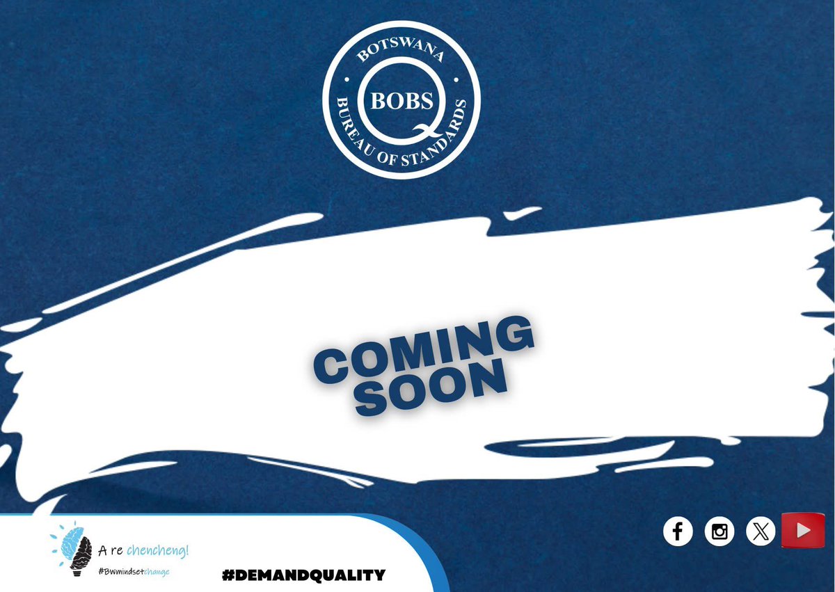 🚨𝐂𝐨𝐦𝐢𝐧𝐠 𝐒𝐨𝐨𝐧! 𝐆𝐫𝐞𝐚𝐭 𝐍𝐞𝐰𝐬! 🪄

Get ready for the revamped 🎙️ 𝐐𝐮𝐚𝐥𝐢𝐭𝐲 𝐃𝐫𝐢𝐯𝐞 on 𝐘𝐨𝐮𝐓𝐮𝐛𝐞!

📺 Subscribe now to the Botswana Bureau of Standards channel:
👉 @BOBS_Marketing 
youtube.com/@BOBS_Marketing
