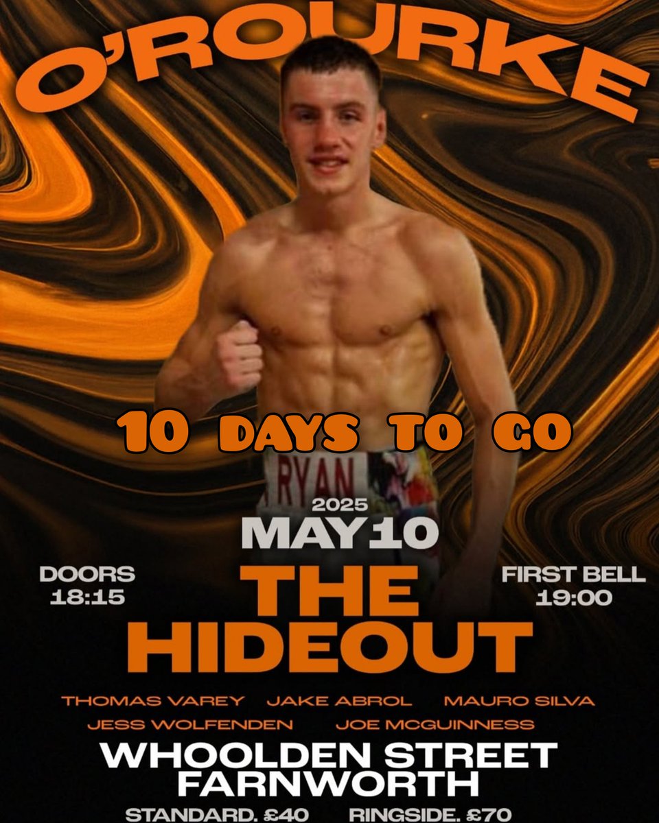 10 days to go

Ryan O'Rourke returns for fight 13 as a pro

O'Rourke (12-0) will feature on the <a href="/vipboxing/">VIPboxing</a> card in Farnworth over 6 rounds in a Welterweight contest