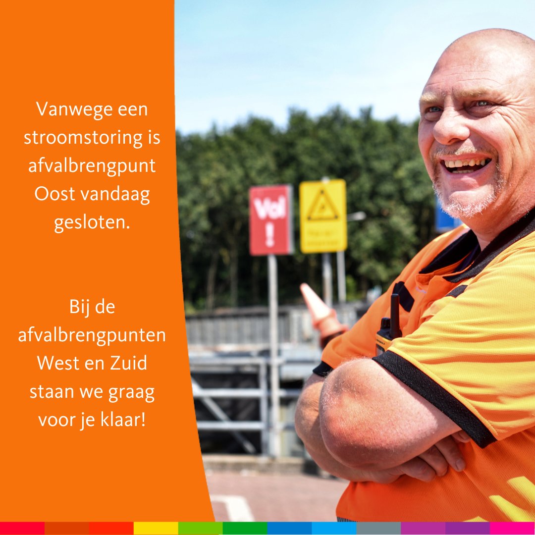 ⚠️ Let op:

Vanwege de grote stroomstoring in Enschede is afvalbrengpunt Oost vandaag gesloten. Je kunt terecht bij de afvalbrengpunten West en Zuid. Deze zijn tot 16.30 uur geopend. We verwachten dat afvalbrengpunt Oost morgen weer geopend is.